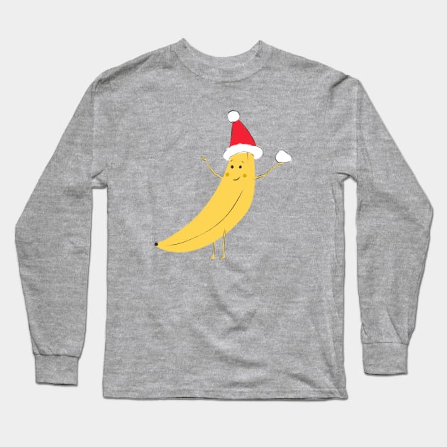 Snow Balling Banana Long Sleeve T-Shirt by Jackie Hurd